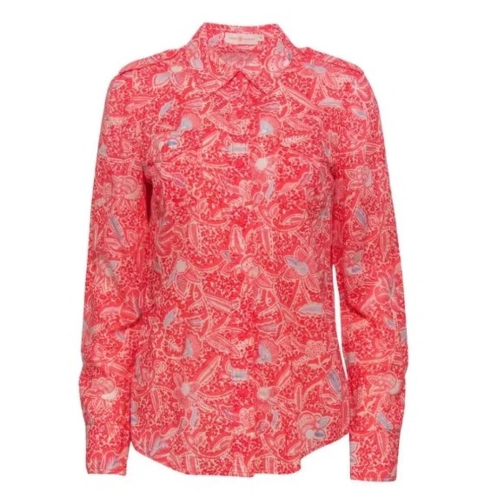 Tory Burch Brigitte Blouse Melon Emmarentia NWOT Size 4